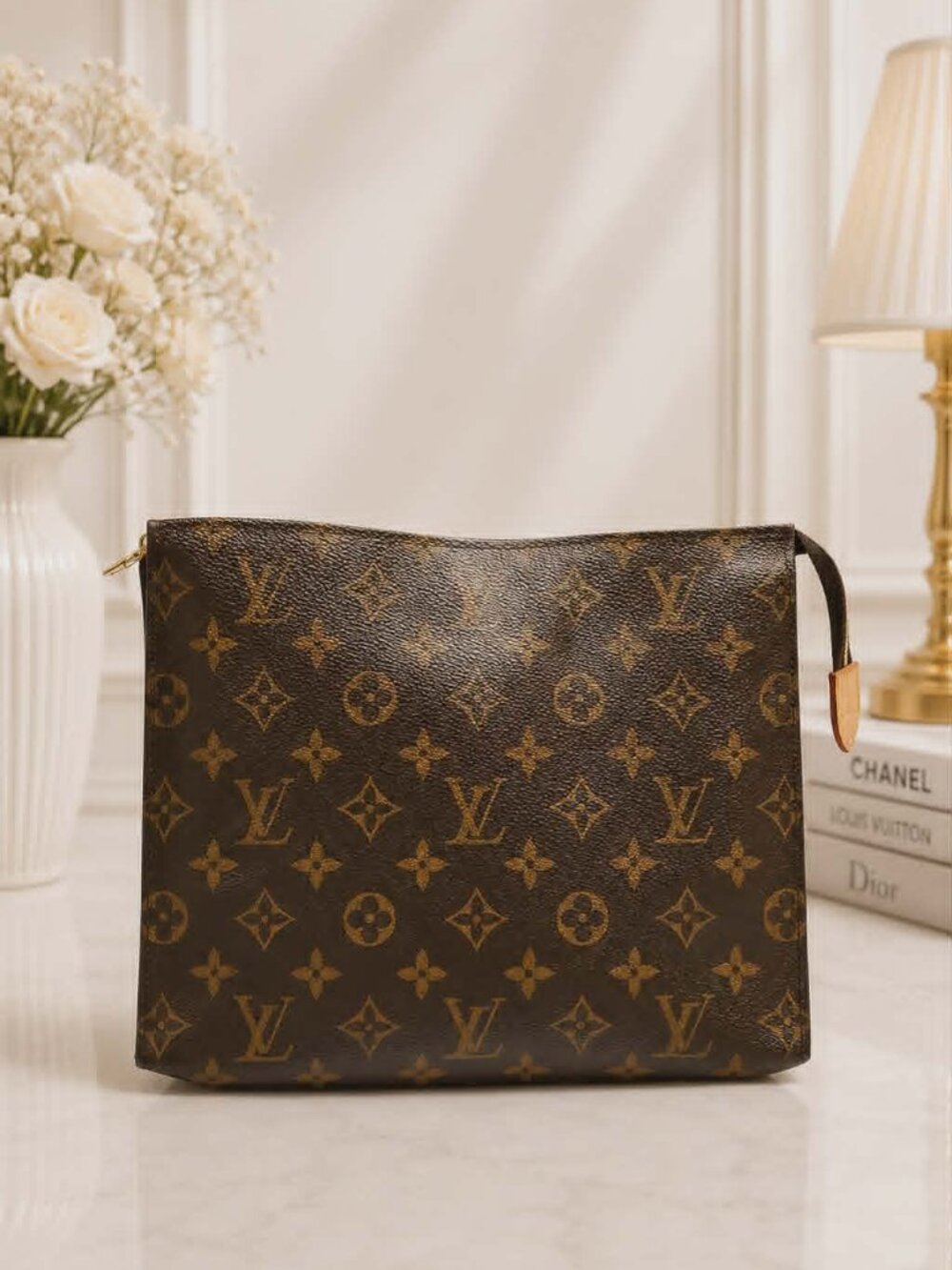 Authentic Louis Vuitton Poche Toilette 26 Monogram Cosmetic Clutch Pouch